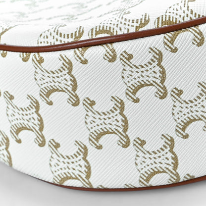 Celine Canvas Calfskin Ava Triomphe Shoulder Bag White 9 of 9