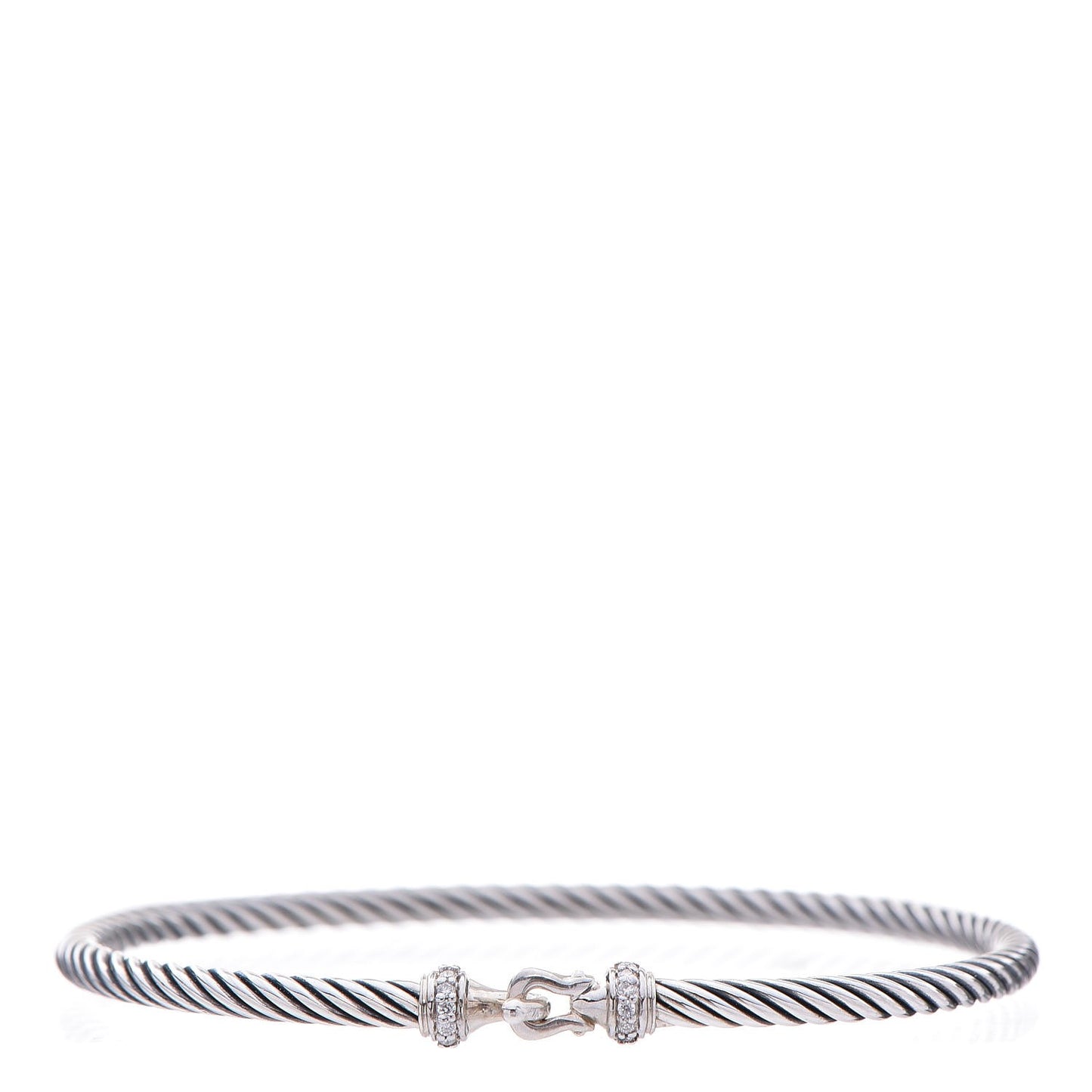 Sterling Silver Diamond 3mm Cable Buckle Bracelet