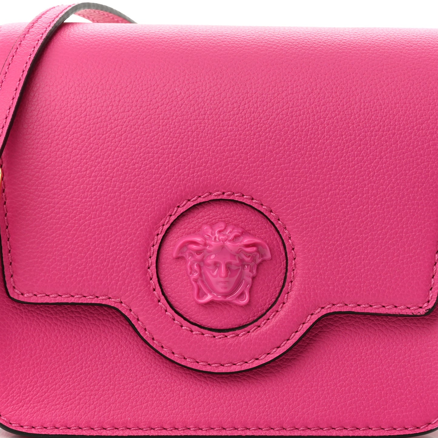 Grained Calfskin La Medusa Shoulder Bag Pink Lilac