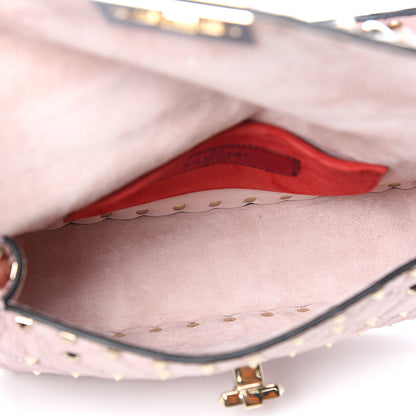 Valentino Garavani Craquele Nappa Small Rockstud Spike Shoulder Bag Water Rose 5 of 11