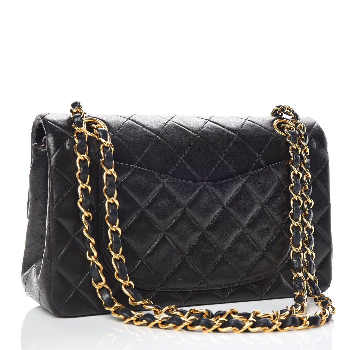 Lambskin Quilted Small Double Flap Black