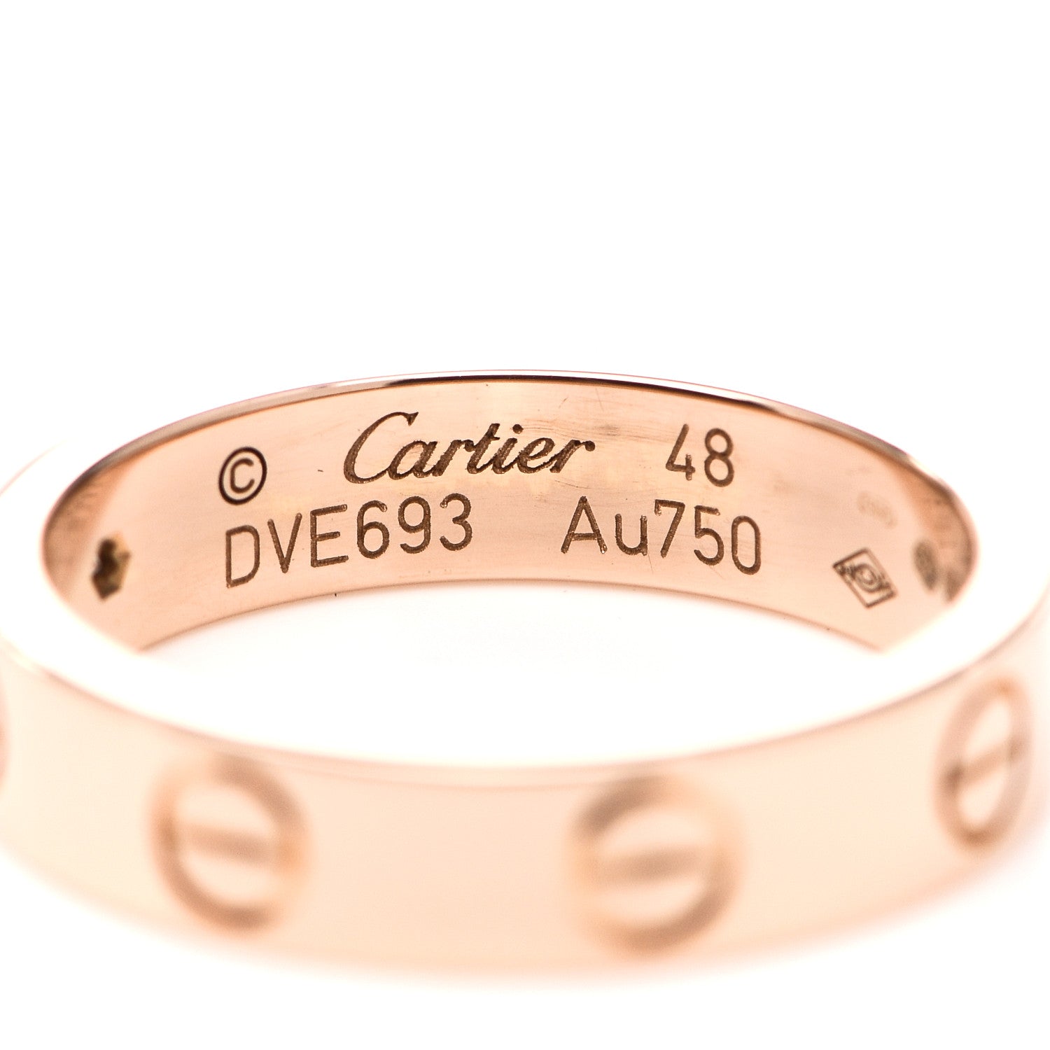 Cartier 18K Pink Gold Diamond 4mm LOVE Wedding Band Ring 48 4.5 4 of 5