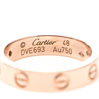 Cartier 18K Pink Gold Diamond 4mm LOVE Wedding Band Ring 48 4.5 4 of 5