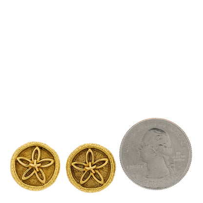 Tiffany 18K Yellow Gold Schlumberger Sand Dollar Clip On Earrings 2 of 4