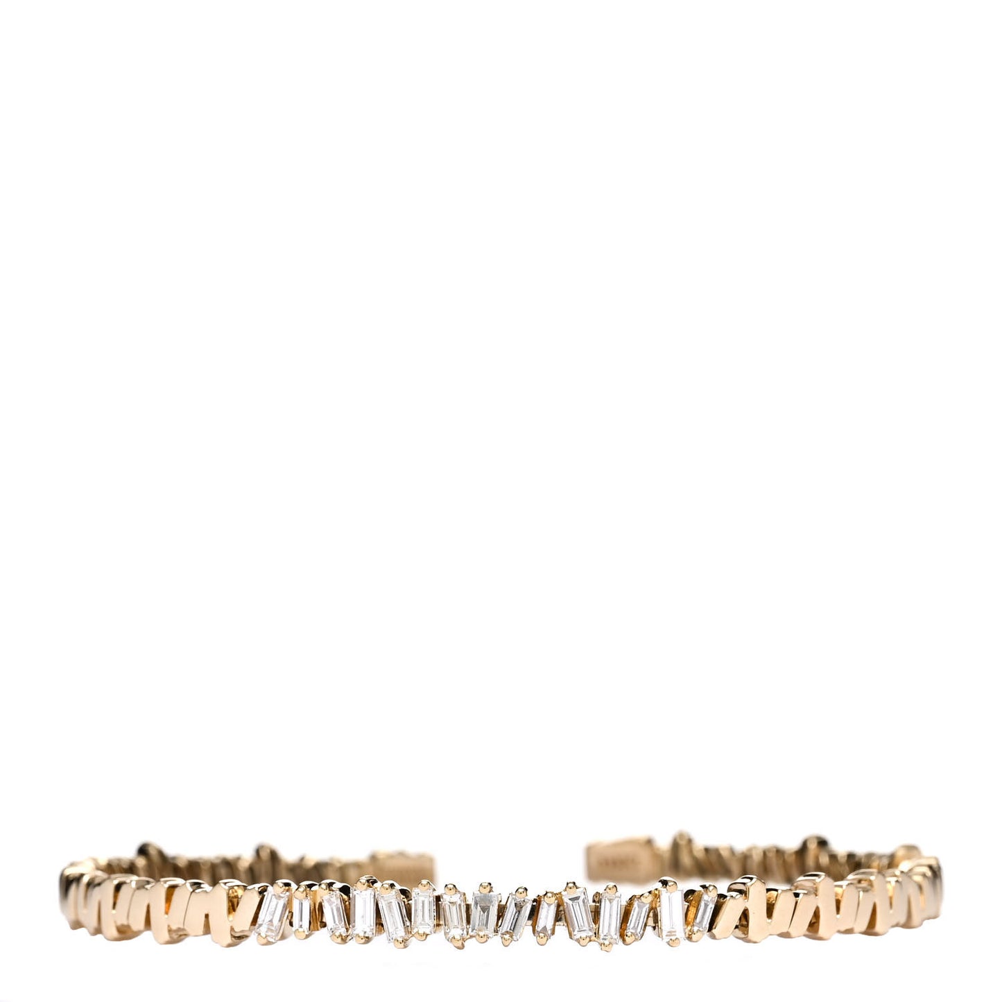 18K Yellow Gold Diamond Fireworks Baguette Cuff Bracelet