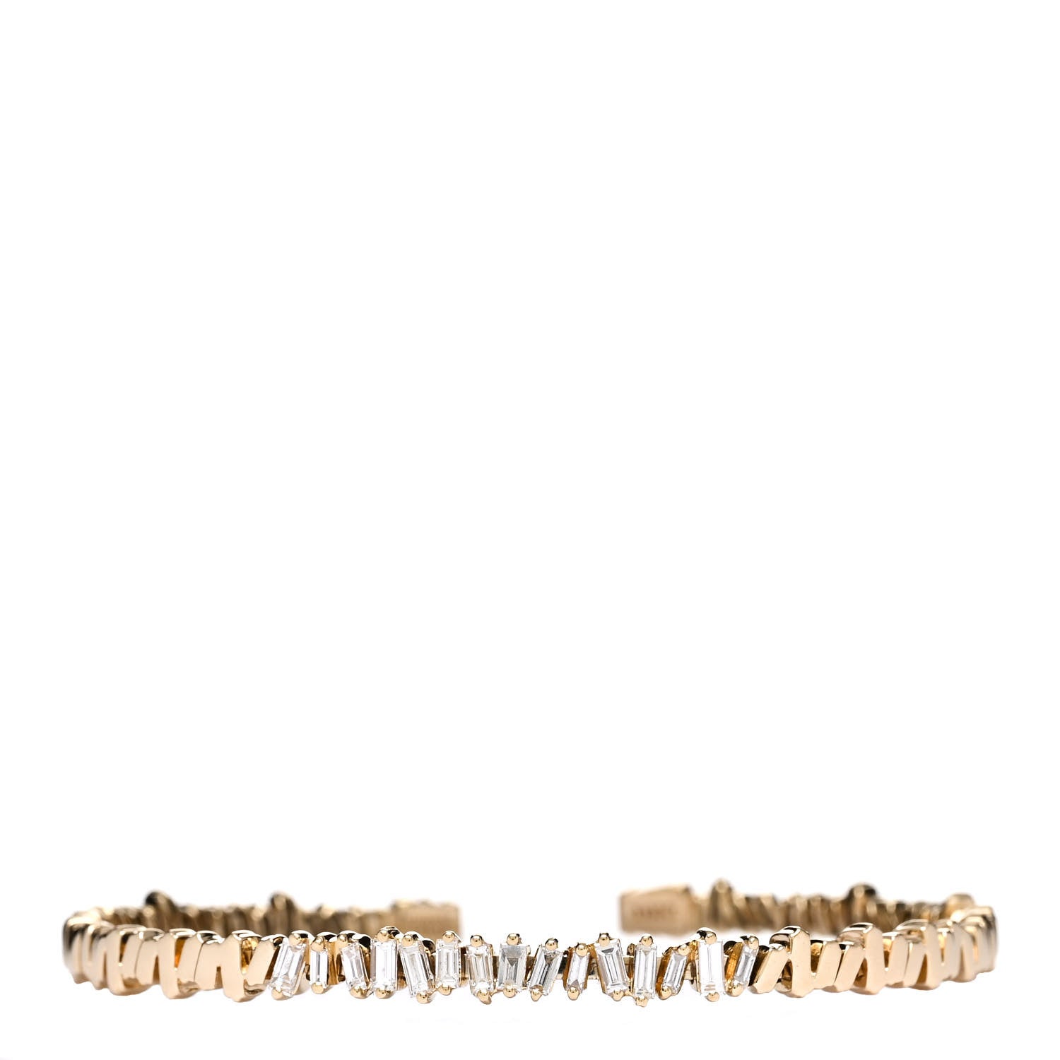 Suzanne Kalan 18K Yellow Gold Diamond Fireworks Baguette Cuff Bracelet 1 of 3
