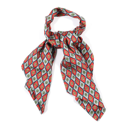 Gucci Silk Argyle Chain Print Scarf Red Multicolor 1 of 5