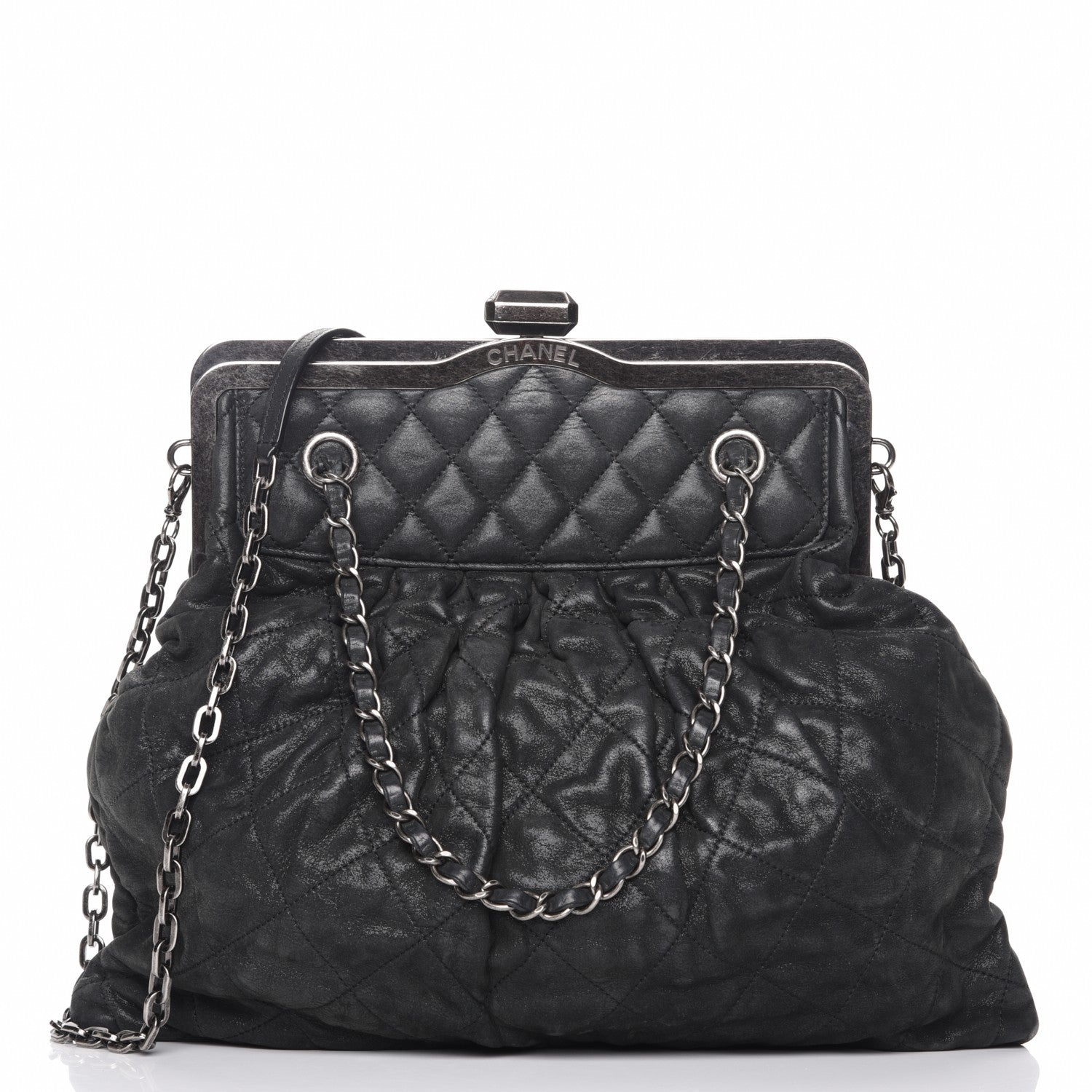Chanel Iridescent Calfskin Chic Quilt Frame Tote Black 1 of 8