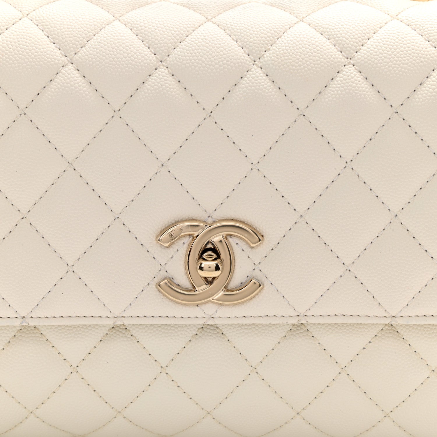 Chanel Caviar Quilted Small Coco Handle Flap White 14 of 17