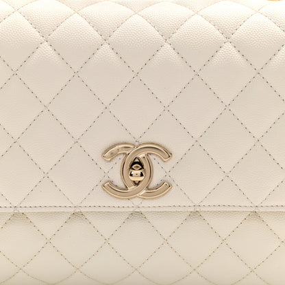 Chanel Caviar Quilted Small Coco Handle Flap White 14 of 17