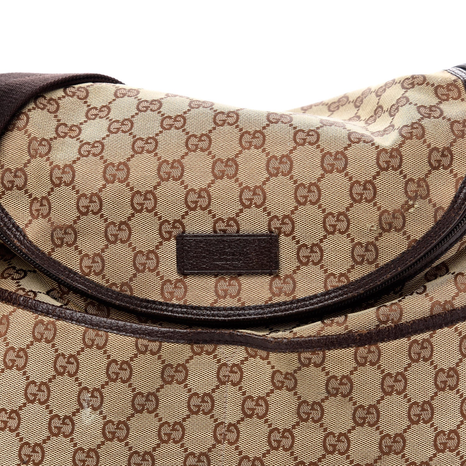 Gucci Monogram Natural Pigskin Large Diaper Bag Beige Ebony Cocoa Dark Chocolate 16 of 16