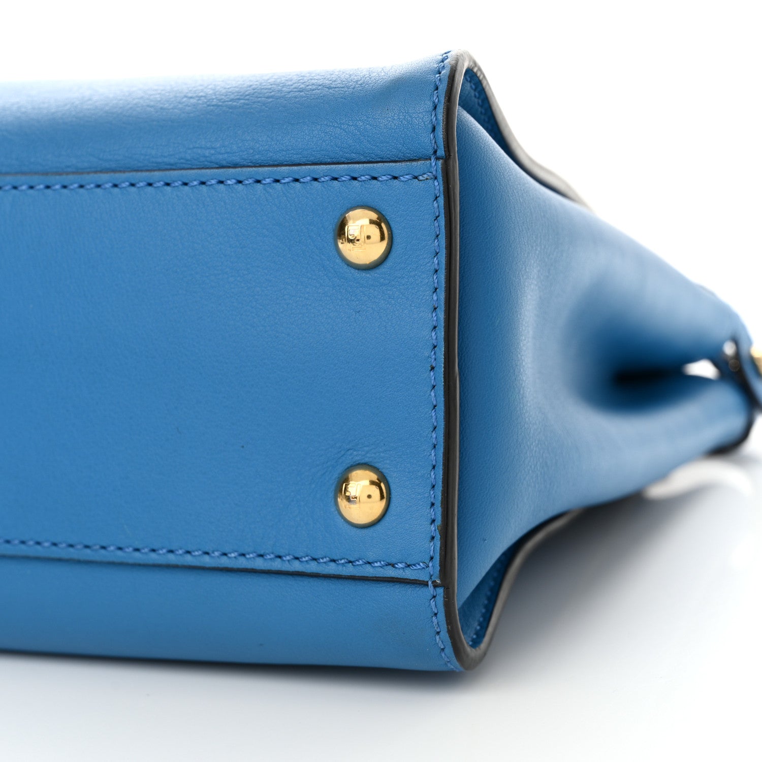 Fendi Vitello Seta Medium Peekaboo Iconic Satchel Blue Royal 10 of 12