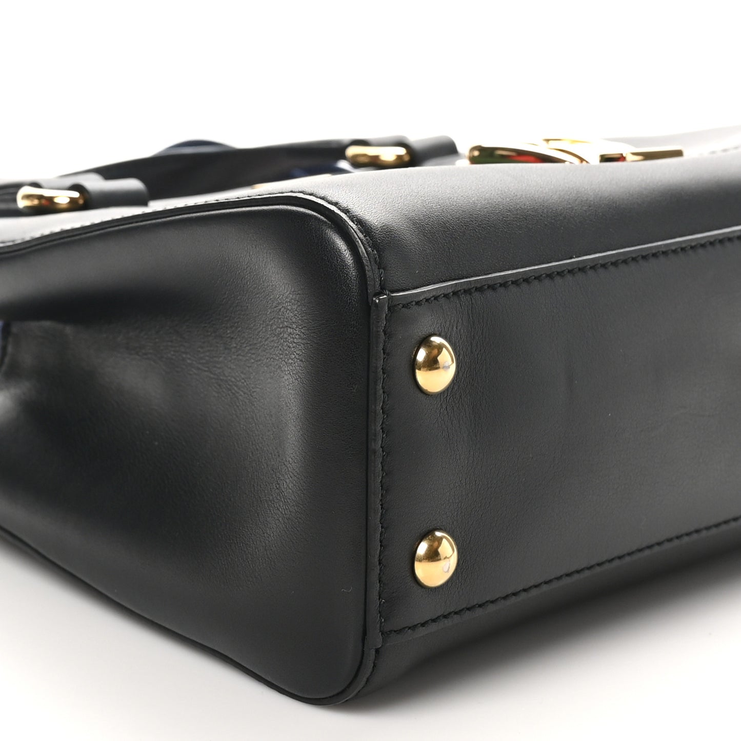 Calfskin Medium Sylvie Top Handle Tote Black