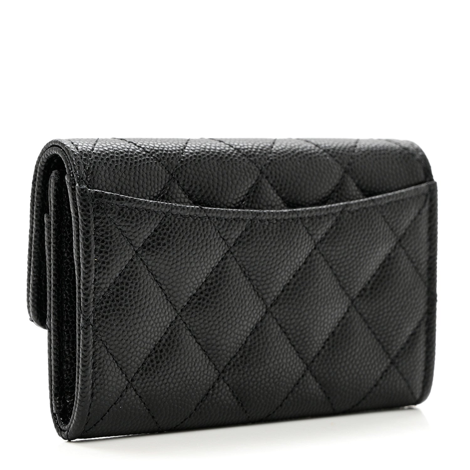 Chanel Caviar Quilted Enamel Coco Casino Flap Card Holder Wallet Black 3 of 8