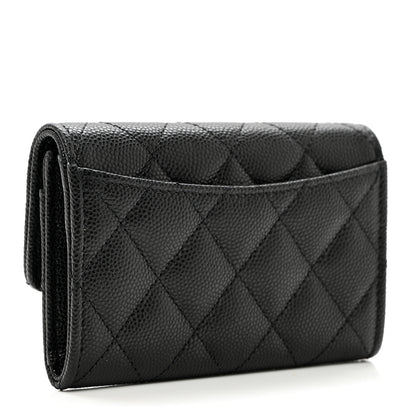 Chanel Caviar Quilted Enamel Coco Casino Flap Card Holder Wallet Black 3 of 8