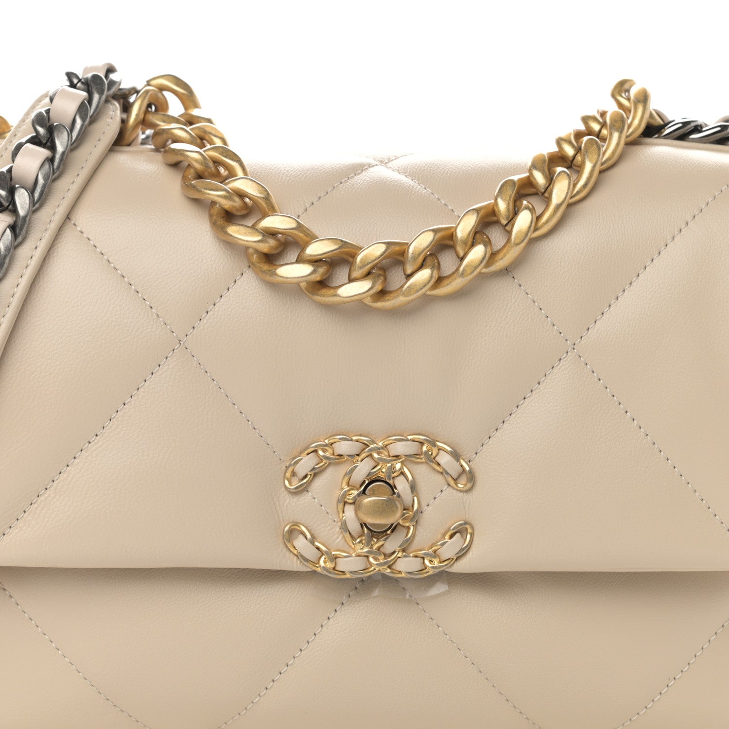 Chanel Goatskin Quilted Medium Chanel 19 Flap Beige 8 of 11