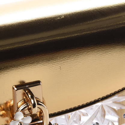 Dolce & Gabbana Plexiglass Crystal Embellished Dolce Box Clutch Gold 9 of 11