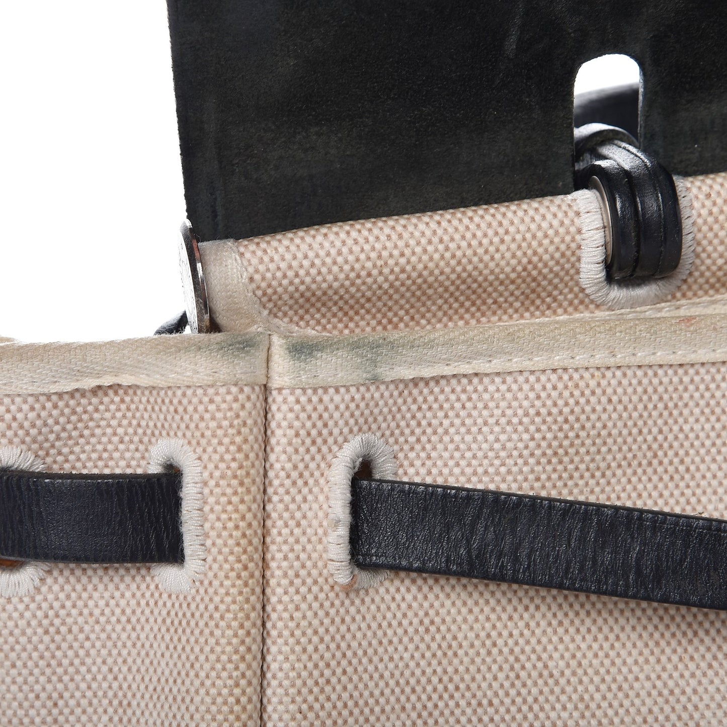 Toile Vache Calfskin Herbag 30 PM Natural Black