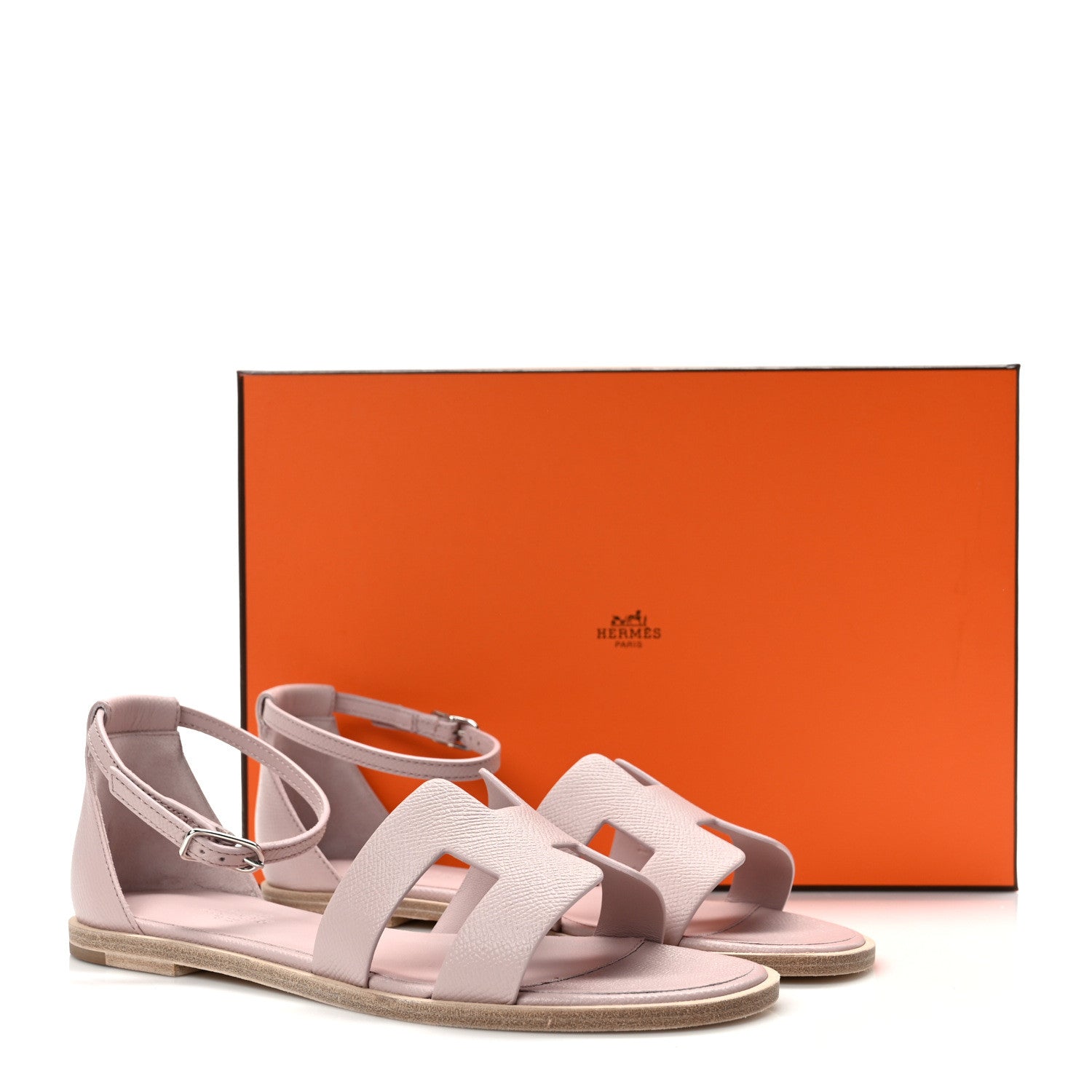Hermes Epsom Santorini Sandals 37 Rose Porcelaine 9 of 9