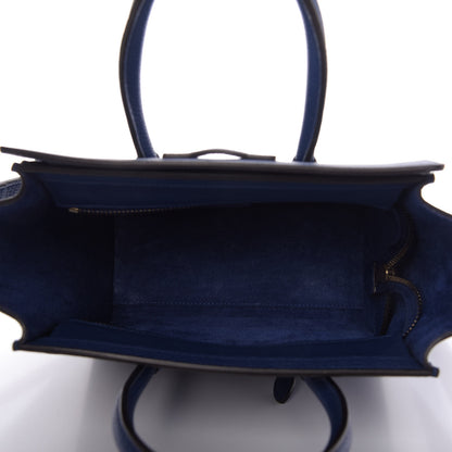 Celine Drummed Calfskin Nano Luggage Indigo 5 of 9