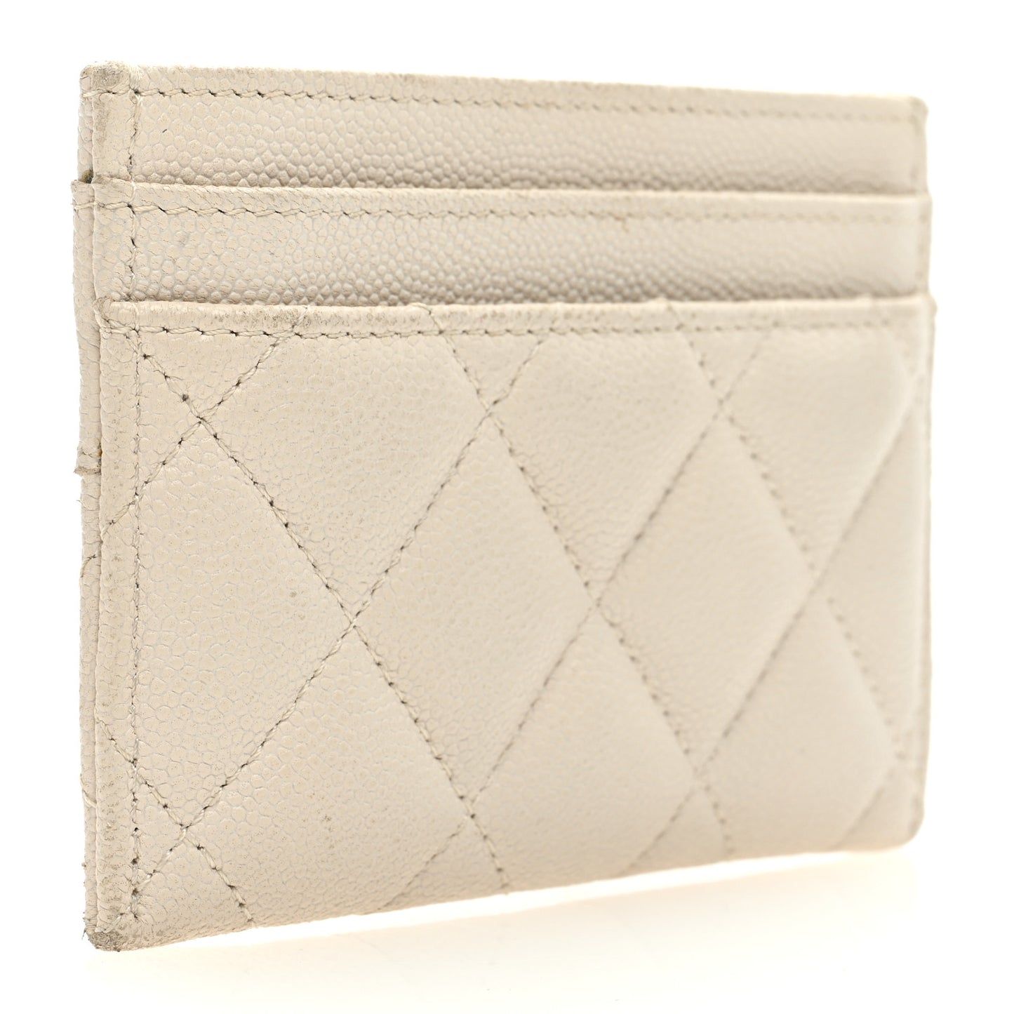 Caviar Quilted Vintage Mademoiselle Card Holder White