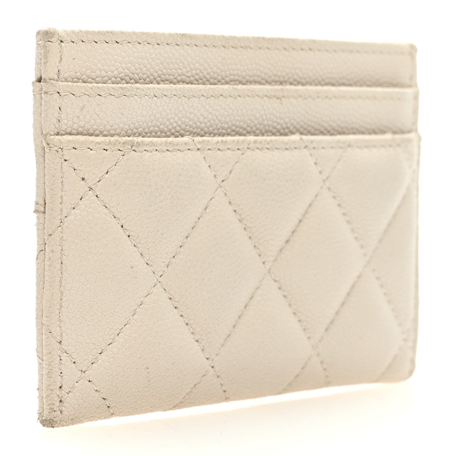 Chanel Caviar Quilted Vintage Mademoiselle Card Holder White 3 of 12