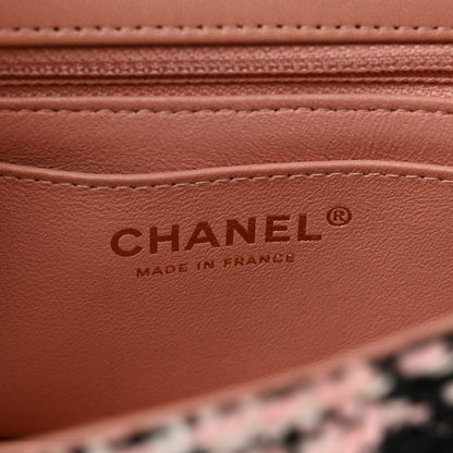 Chanel Tweed Quilted Mini Rectangular Flap Pink Black White 6 of 10