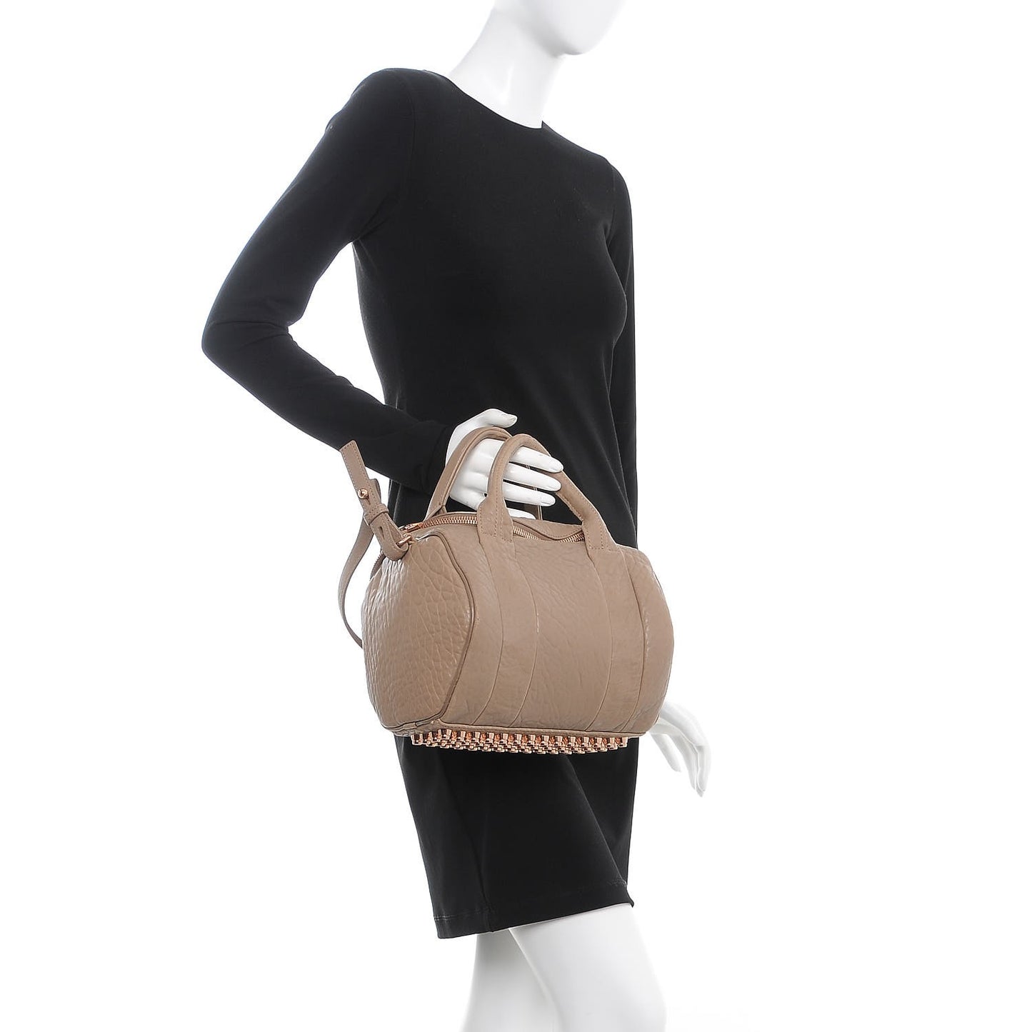 Pebbled Lambskin Rockie Latte Rose Gold Hardware