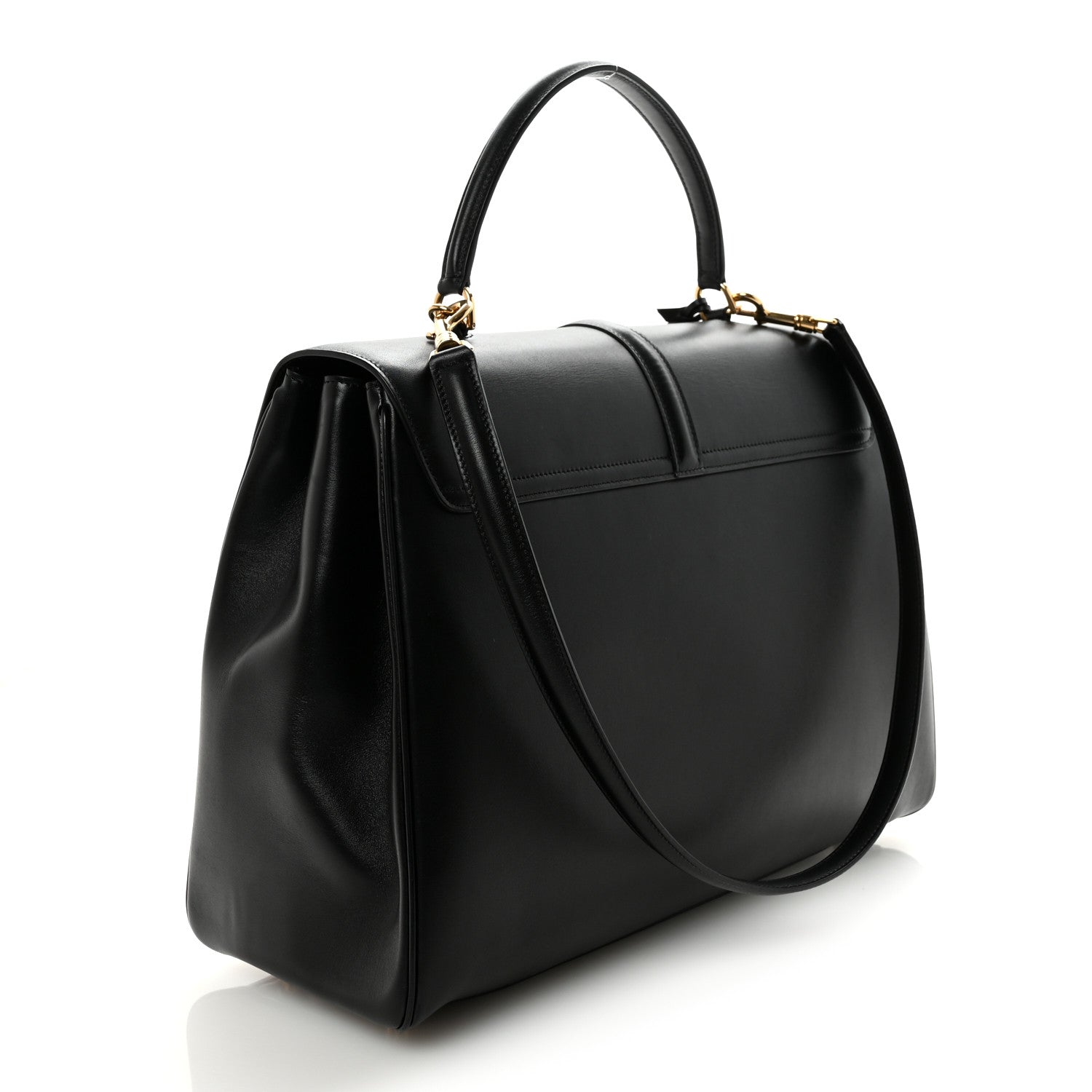 Celine Satinated Calfskin Large 16 Top Handle Bag Black 3 of 9