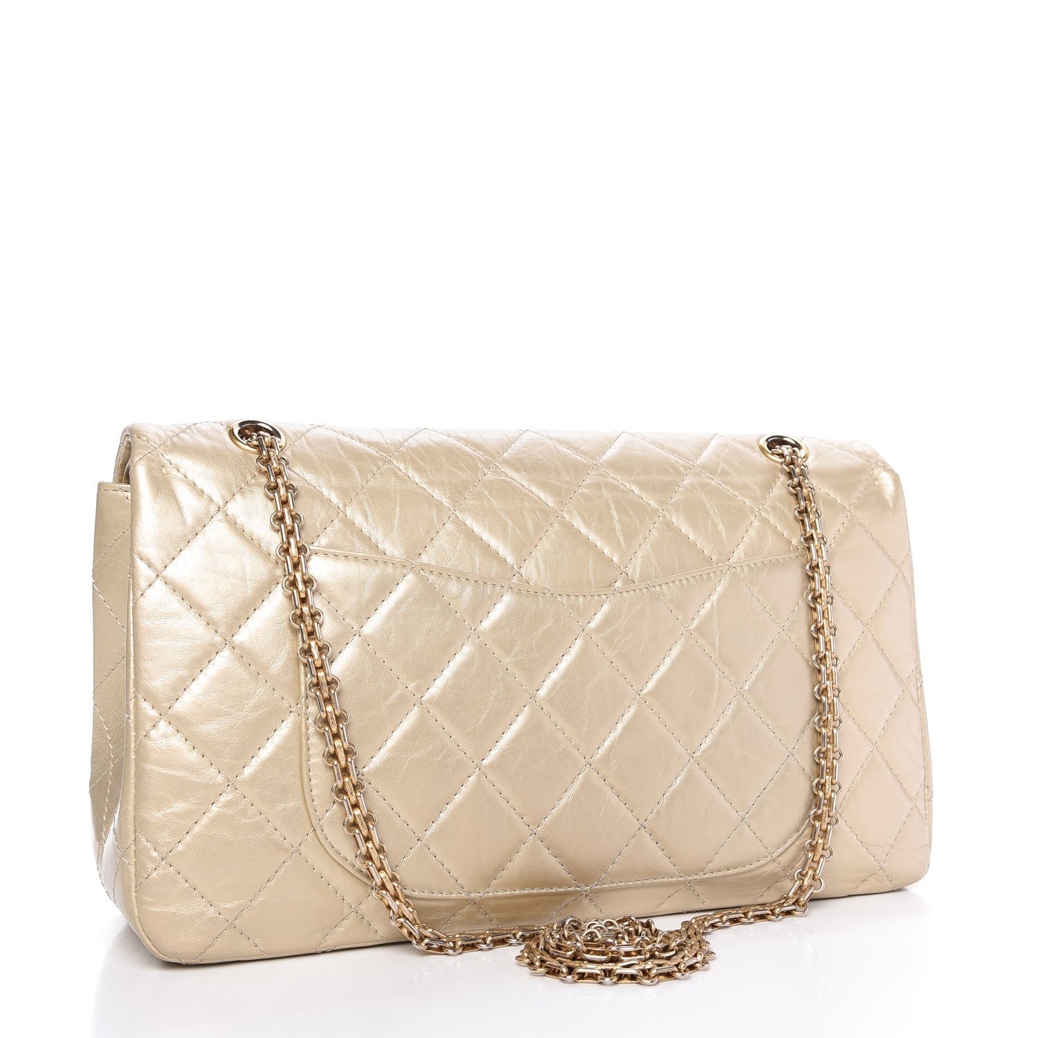 Chanel Metallic Aged Calfskin Quilted 2.55 Reissue Flap Light Gold 4 of 11