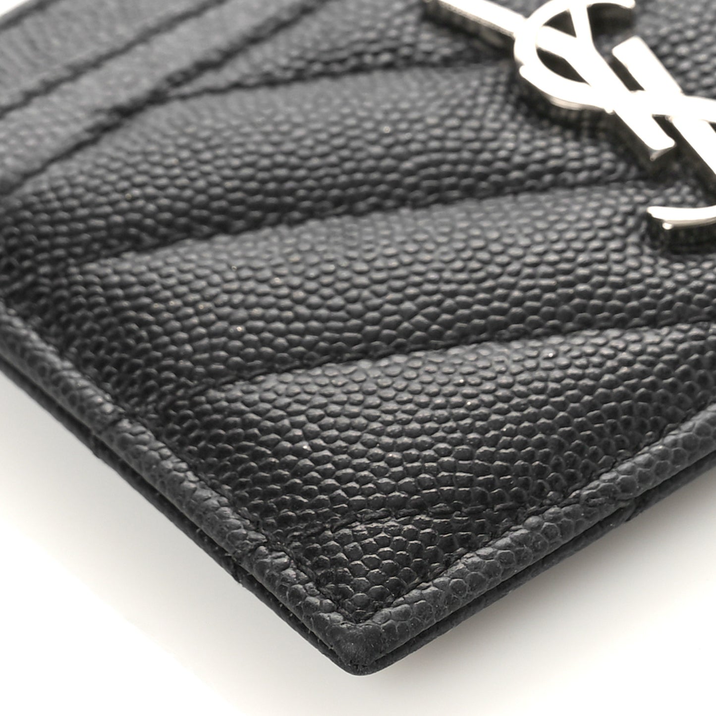 Grain De Poudre Matelasse Chevron Monogram Credit Card Case Black