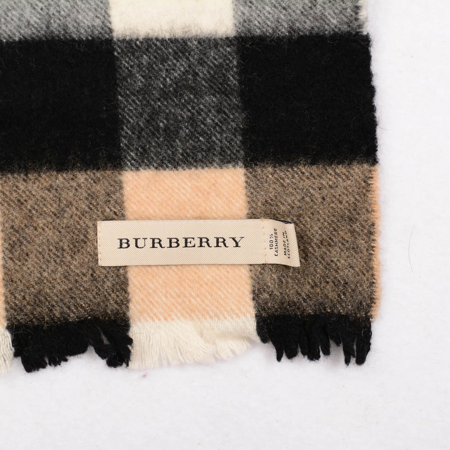 Cashmere Giant Exploded Check Scarf Camel