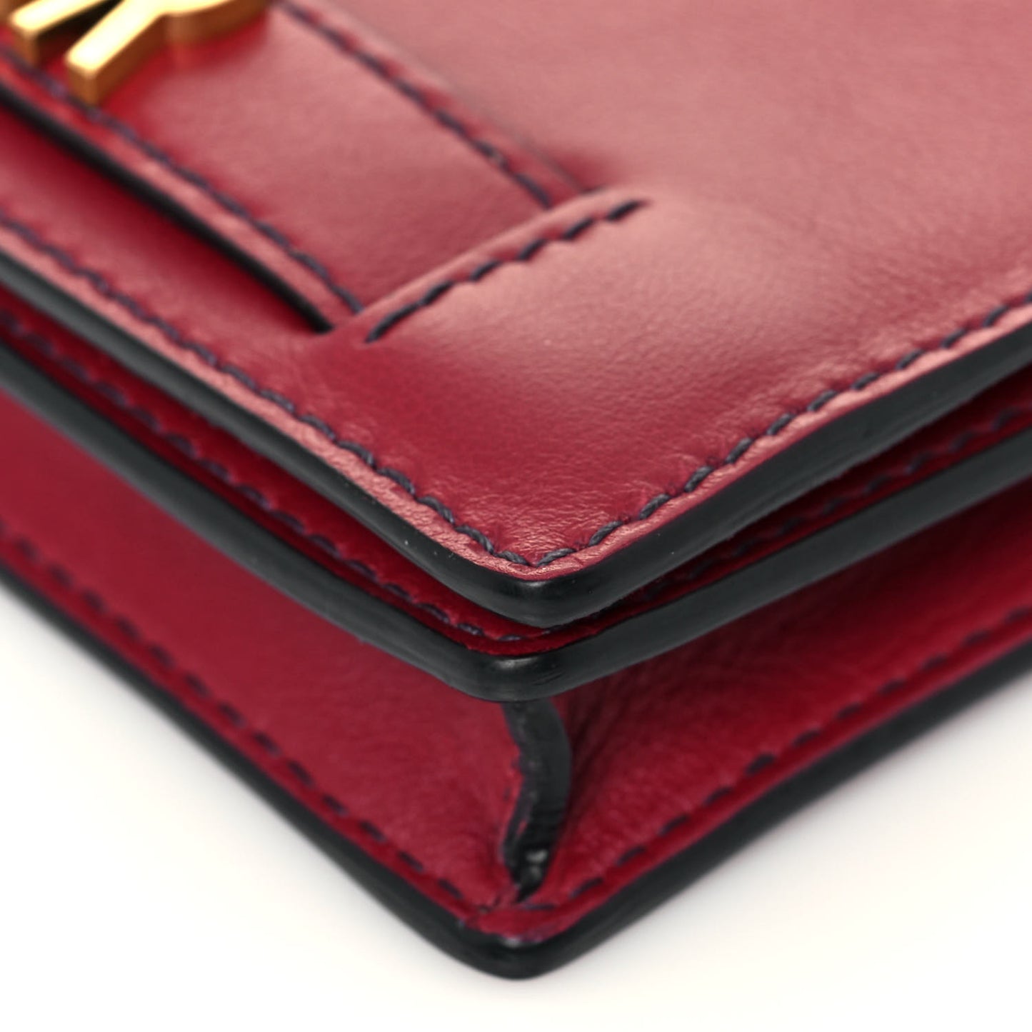 Calfskin J'Adior Wallet on Chain Pouch Red