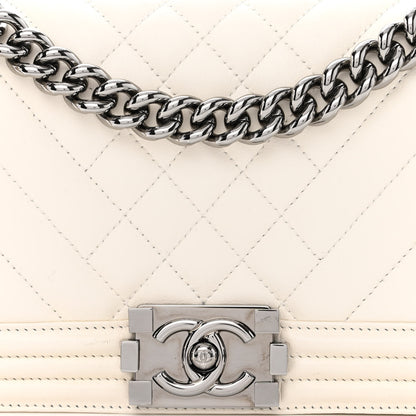 Chanel Lambskin Quilted Chevron Medium Boy Flap White 8 of 11