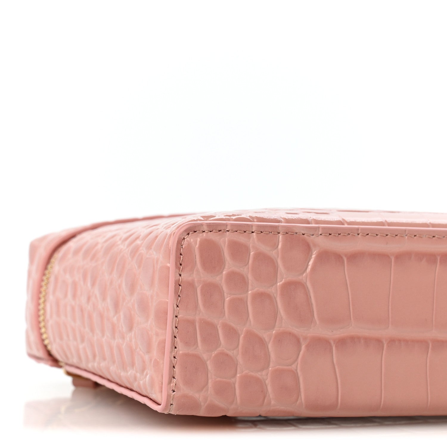 Chanel Calfskin Crocodile Embossed Crococo Top Handle East West Vanity Case With Chain Pink 9 of 11