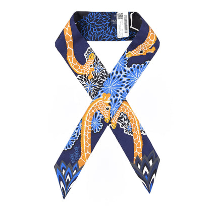Hermes Silk The Three Graces Twilly Bleu Nuit Gold Black 1 of 6