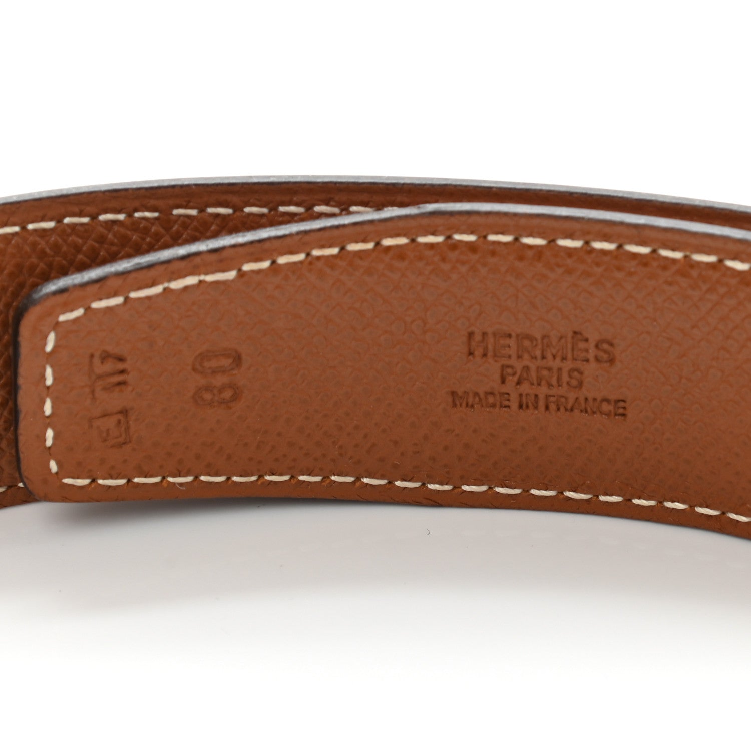 Hermes Box Courchevel 32mm Belt Strap 80 Rouge H Gold 3 of 8