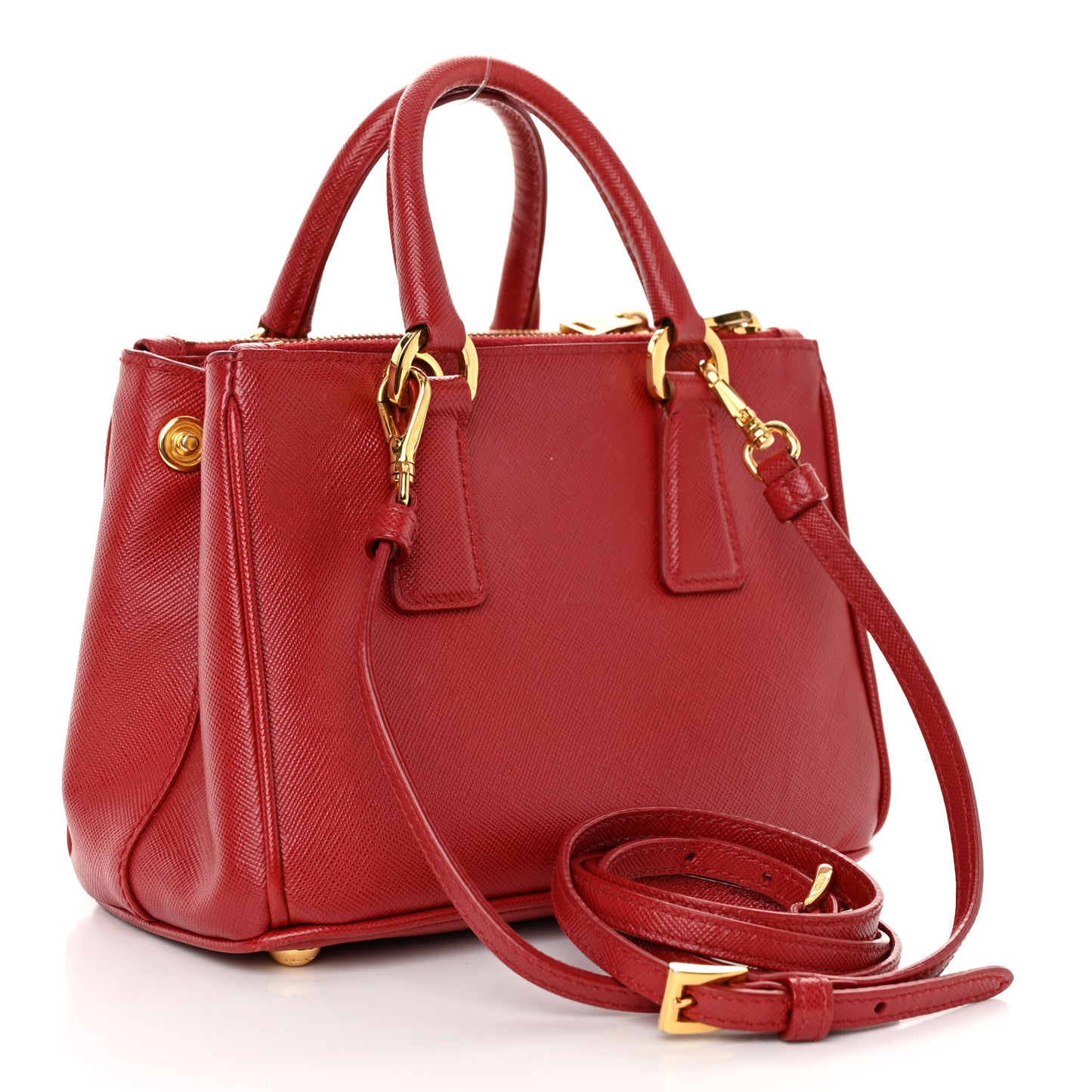 Saffiano Micro Galleria Double Zip Tote Fuoco