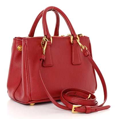 Prada Saffiano Micro Galleria Double Zip Tote Fuoco 3 of 9
