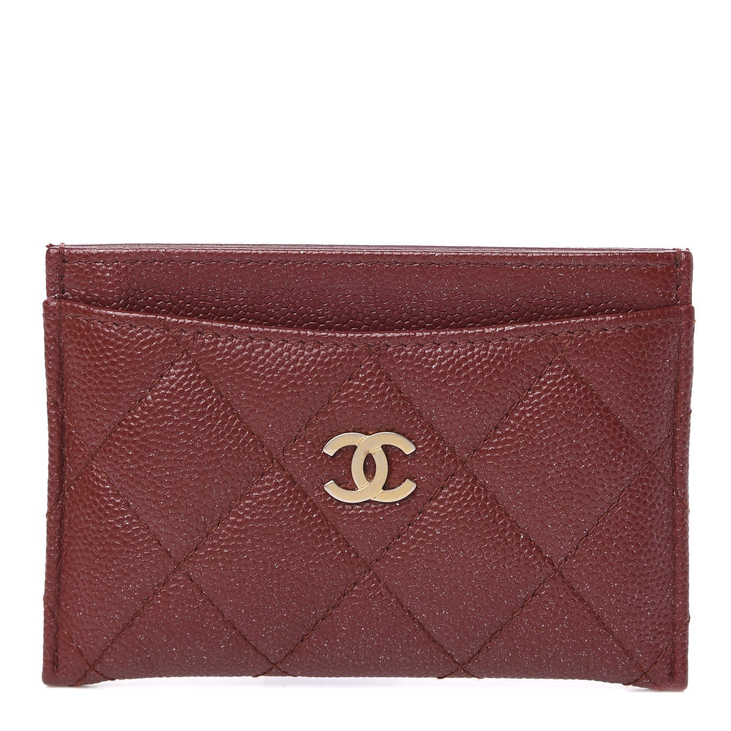 Chanel Iridescent Caviar Quilted Card Holder Burgundy 1 of 9
