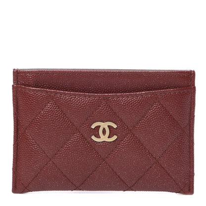 Chanel Iridescent Caviar Quilted Card Holder Burgundy 1 of 9