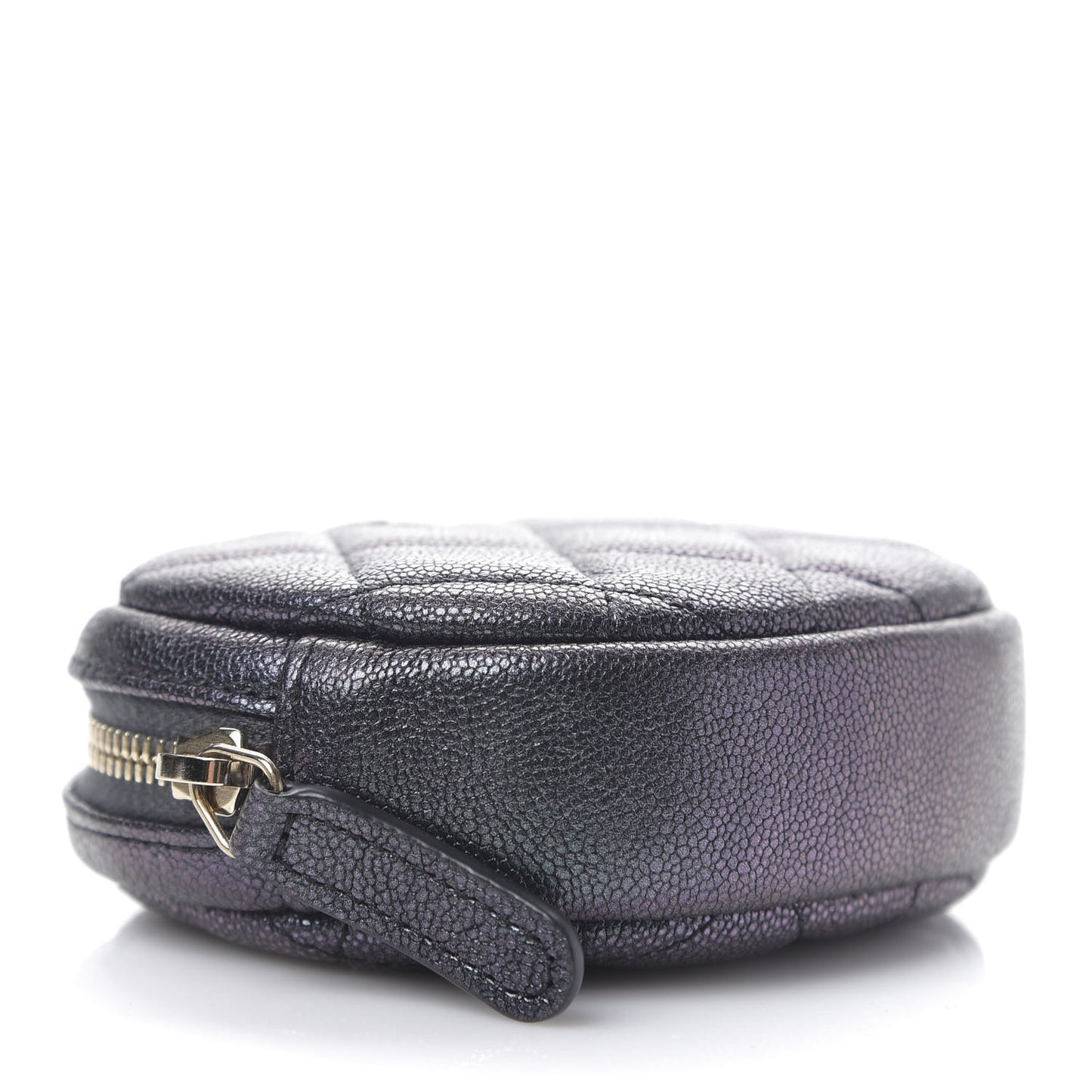 Iridescent Caviar Quilted Zip Around Classic Coin Purse Black