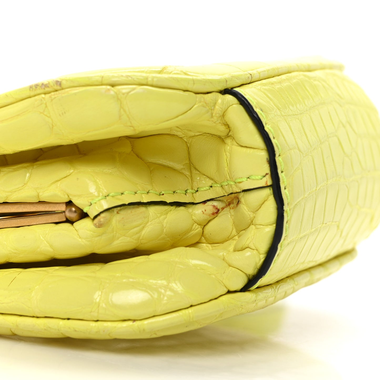 Alligator Mini Frame Bag Neon Yellow