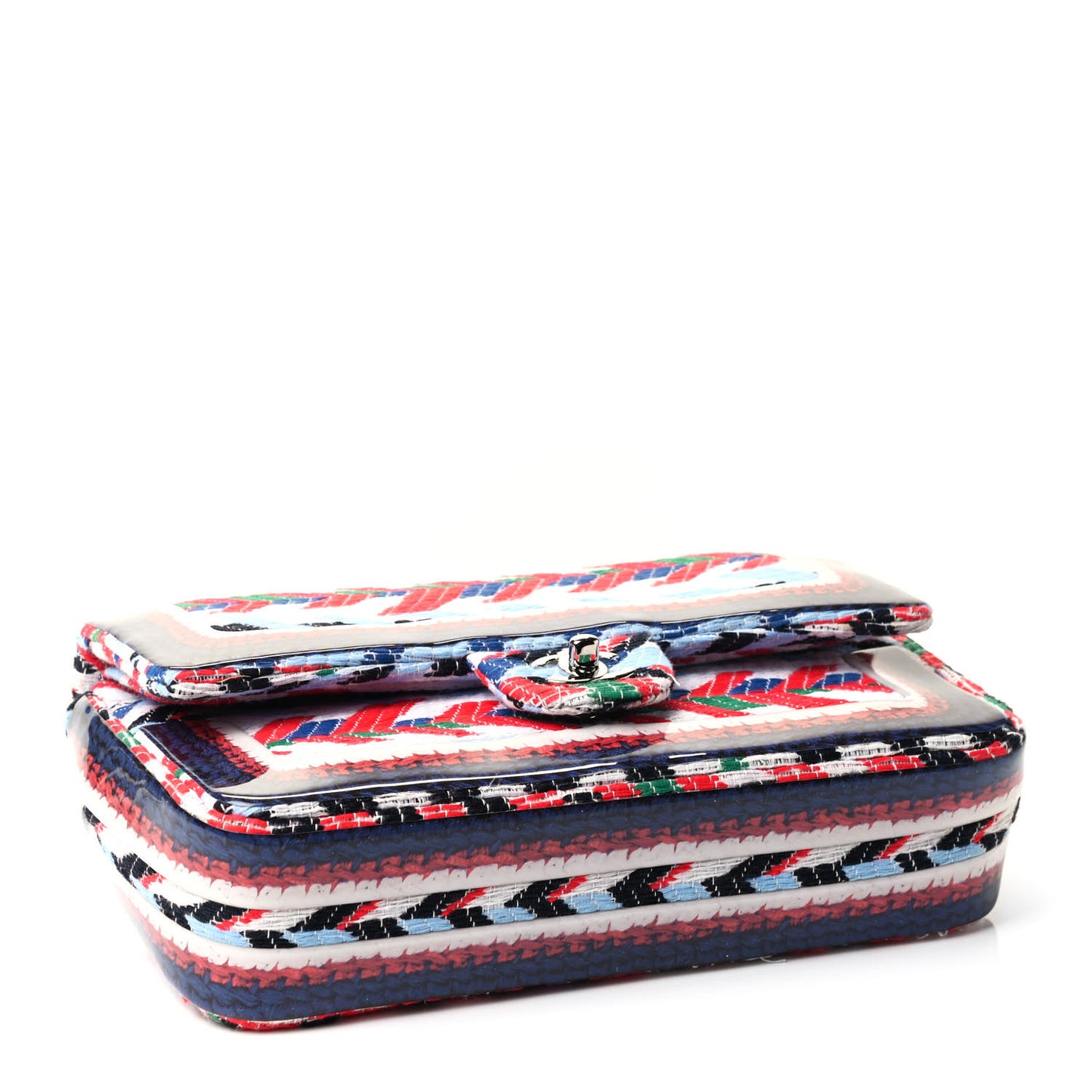 Tweed Silicone Embroidered Medium Double Flap Multicolor
