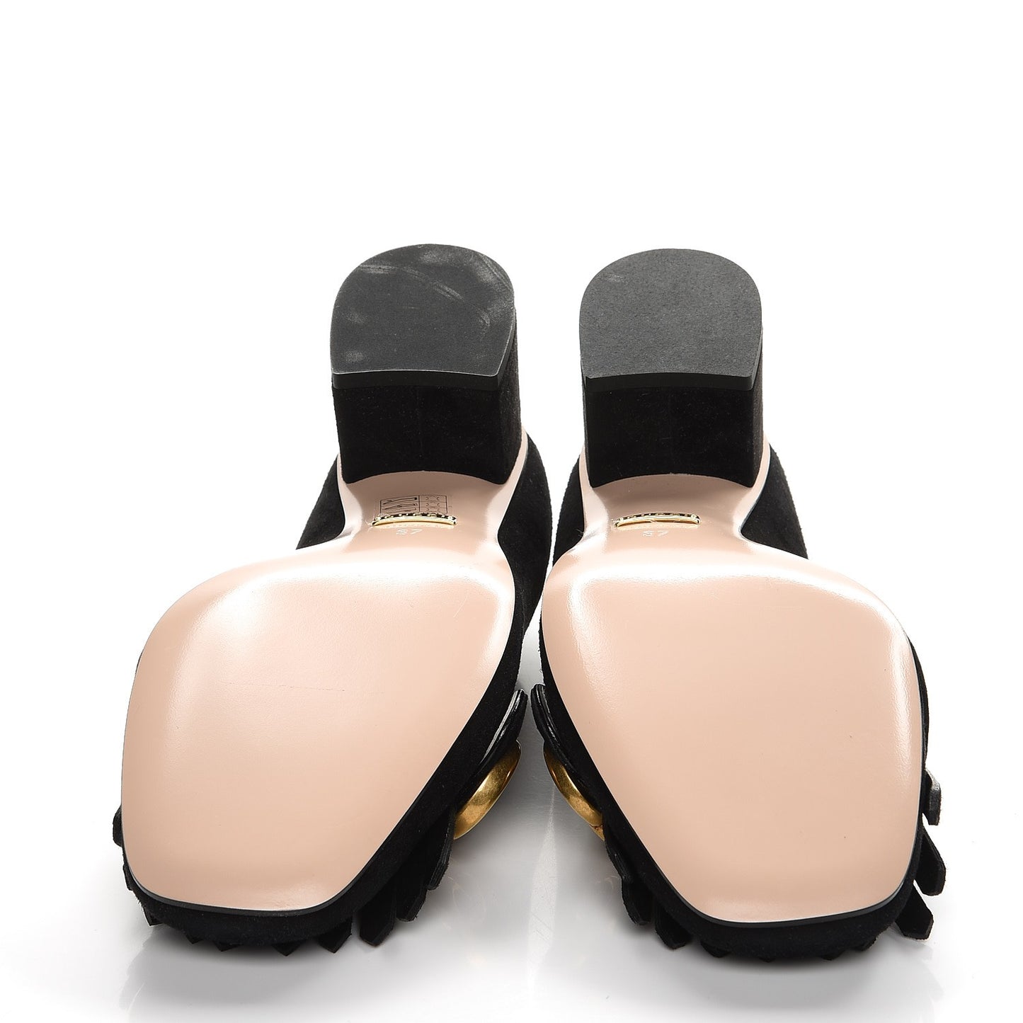 Kid Scamosciato GG Marmont Fringe 50mm Loafer Pumps 37 Black