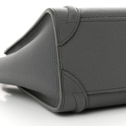 Celine Drummed Calfskin Nano Luggage Kohl 9 of 12