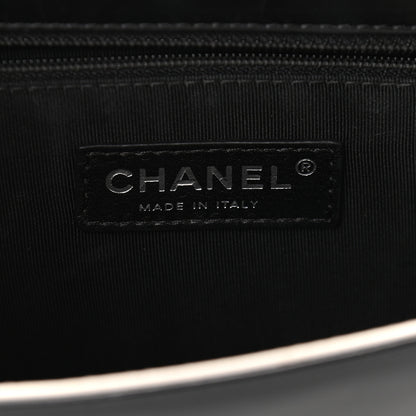 Chanel Glazed Calfskin Medium Boy Flap Black White 6 of 10