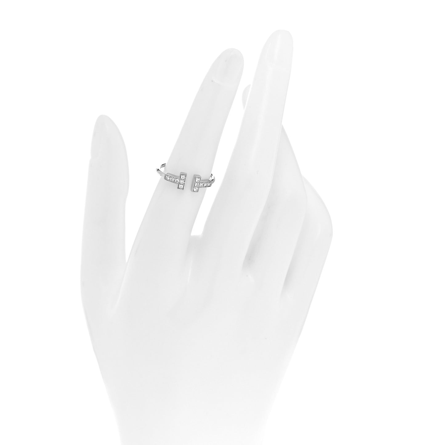 18K White Gold Diamond T Wire Ring 52 6
