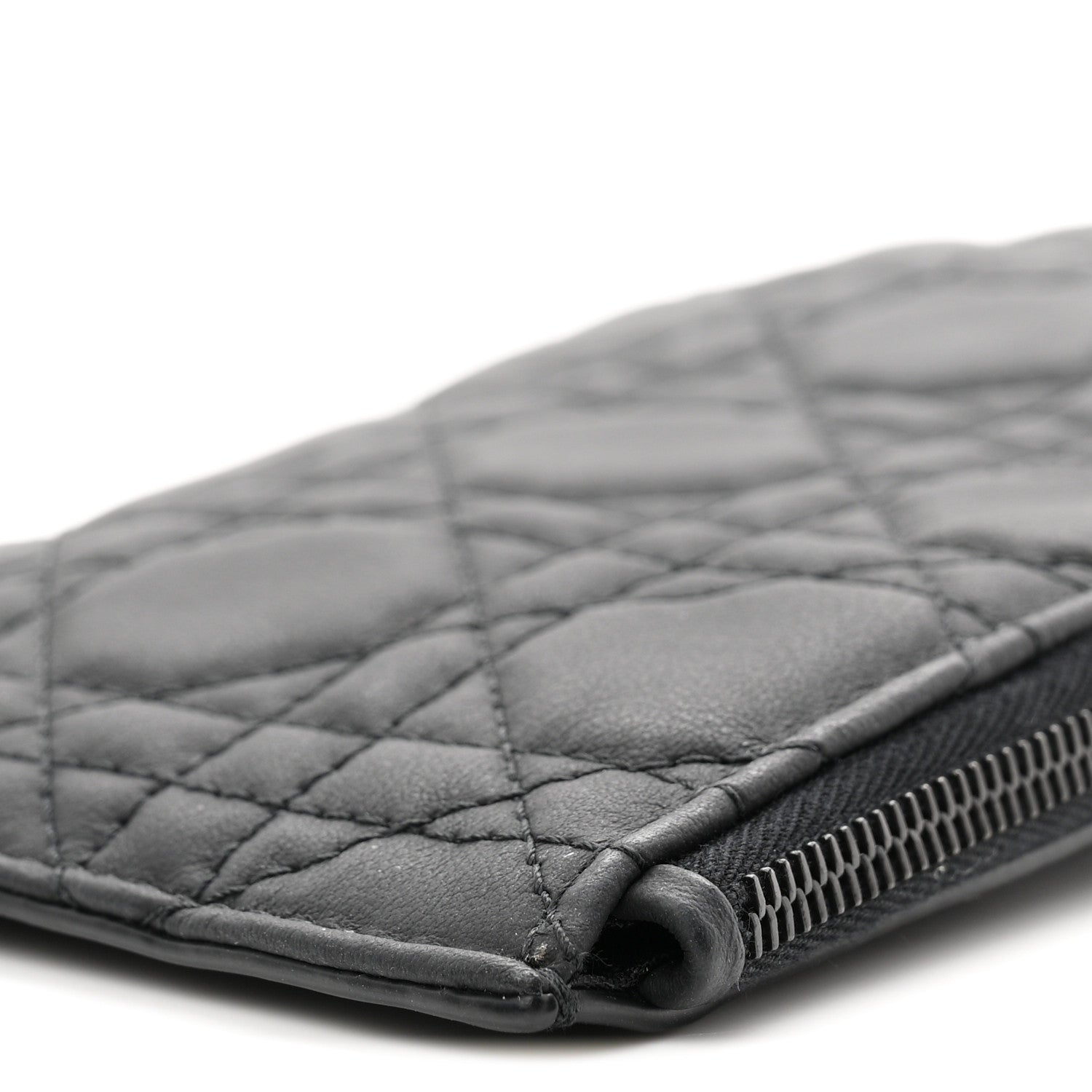 Christian Dior Ultra Matte Calfskin Cannage Lady Dior Zip Wallet