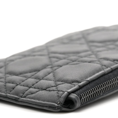 Christian Dior Ultra Matte Calfskin Cannage Lady Dior Zip Wallet With Strap Black 10 of 10